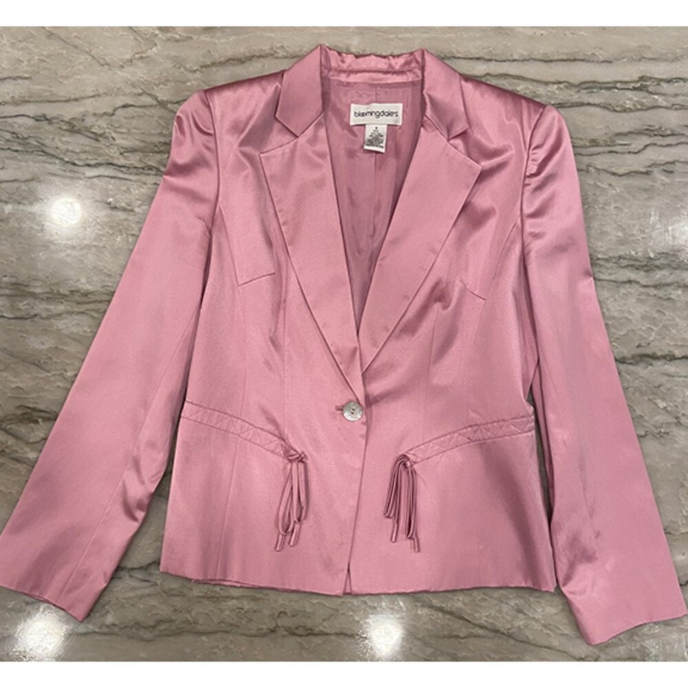Bloomindale's: Pink silk jacket, Size 6-8